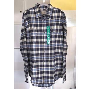 XL TALL Blue White Plaid Flannel Shirt New with Tag